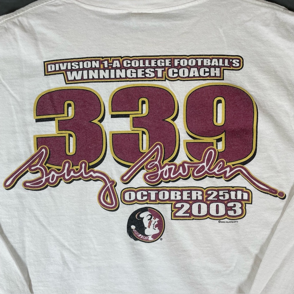 Vintage RuppShirts T-Shirt Men's XXL Long Sleeve FSU 2003 Florida State Seminole